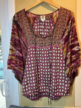 ivy jane Pink Mixed-Print Dolman Tunic
